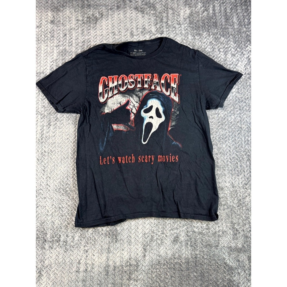 Ghostface The Icon Of Halloween‎ T-Shirt Mens Black Let's Watch Scary Movies